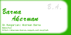 barna akerman business card